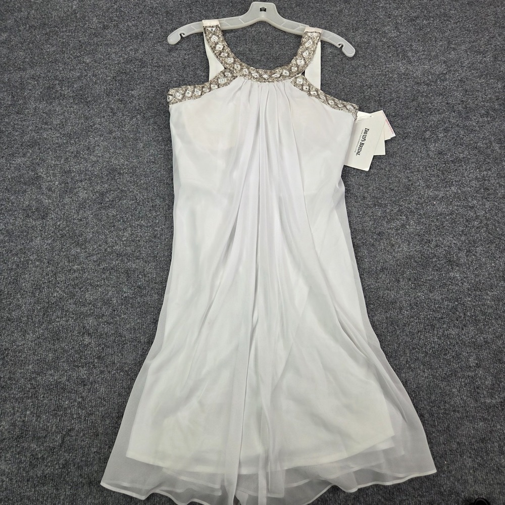 NEW Davids Bridal White Jeweled Neckline Rhinestone Dress Elopement Wedding 12